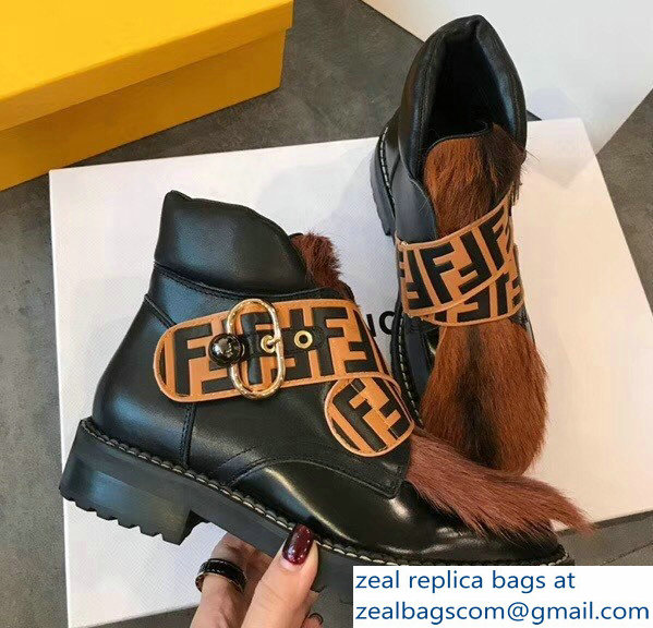 Fendi FF Buckle And Fur Sporty Ankle Boots 2018 - Click Image to Close