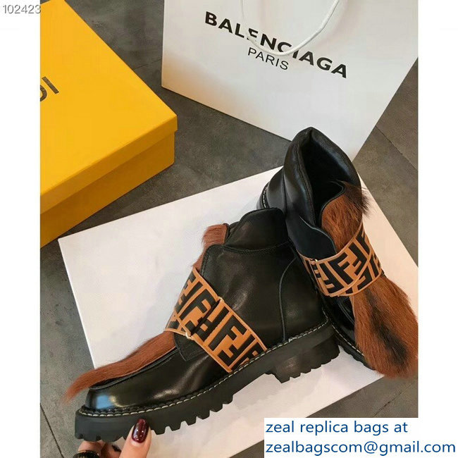 Fendi FF Buckle And Fur Sporty Ankle Boots 2018 - Click Image to Close