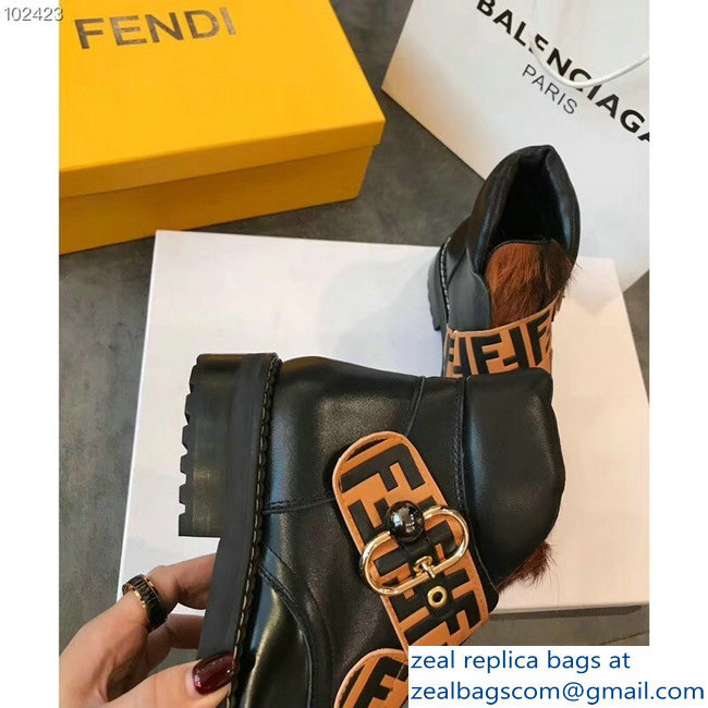 Fendi FF Buckle And Fur Sporty Ankle Boots 2018