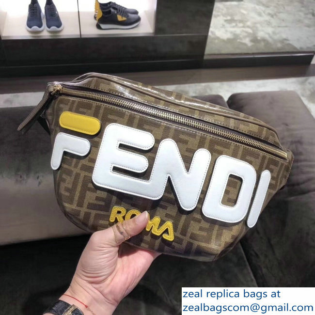 Fendi FF Glazed Fabric Canvas Belt Bag White Logo 2018 - Click Image to Close