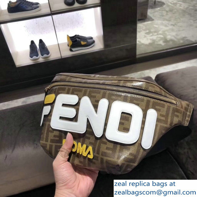 Fendi FF Glazed Fabric Canvas Belt Bag White Logo 2018 - Click Image to Close