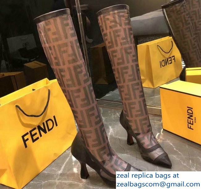 Fendi FF Logo Black Technical Mesh Boots 2018