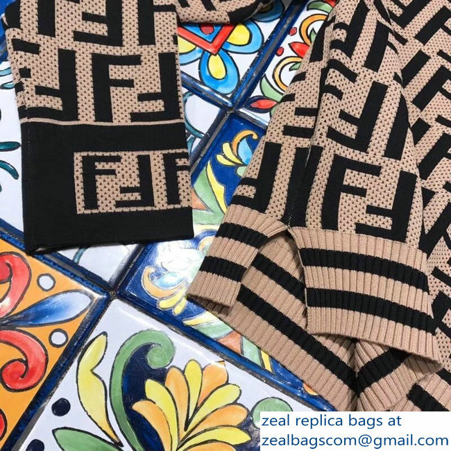Fendi FF Logo Horizontal Neck Jumper Sweater Brown 2018