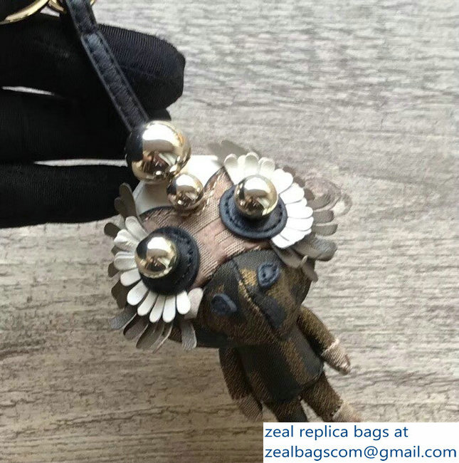 Fendi FF Logo Multicolor Leather And Jacquard Space Monkey Bag Charm 01 2018