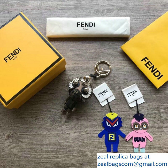 Fendi FF Logo Multicolor Leather And Jacquard Space Monkey Bag Charm 01 2018