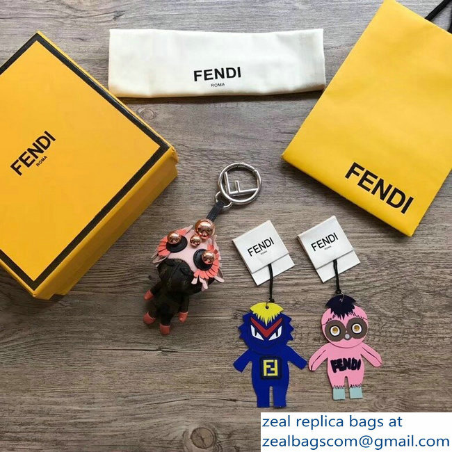 Fendi FF Logo Multicolor Leather And Jacquard Space Monkey Bag Charm 02 2018 - Click Image to Close