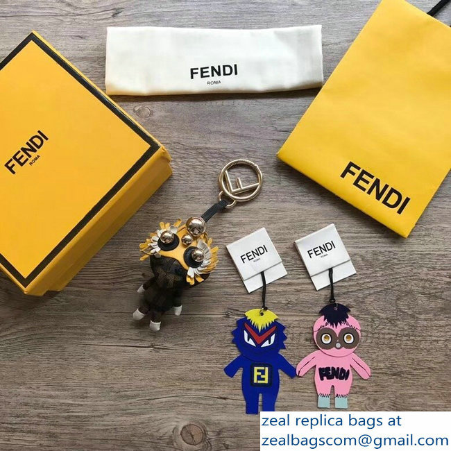 Fendi FF Logo Multicolor Leather And Jacquard Space Monkey Bag Charm 03 2018