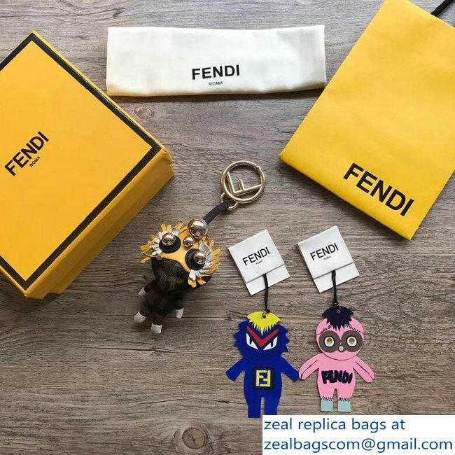 Fendi FF Logo Multicolor Leather And Jacquard Space Monkey Bag Charm 03 2018 - Click Image to Close