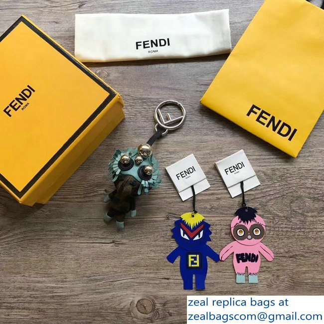 Fendi FF Logo Multicolor Leather And Jacquard Space Monkey Bag Charm 04 2018 - Click Image to Close