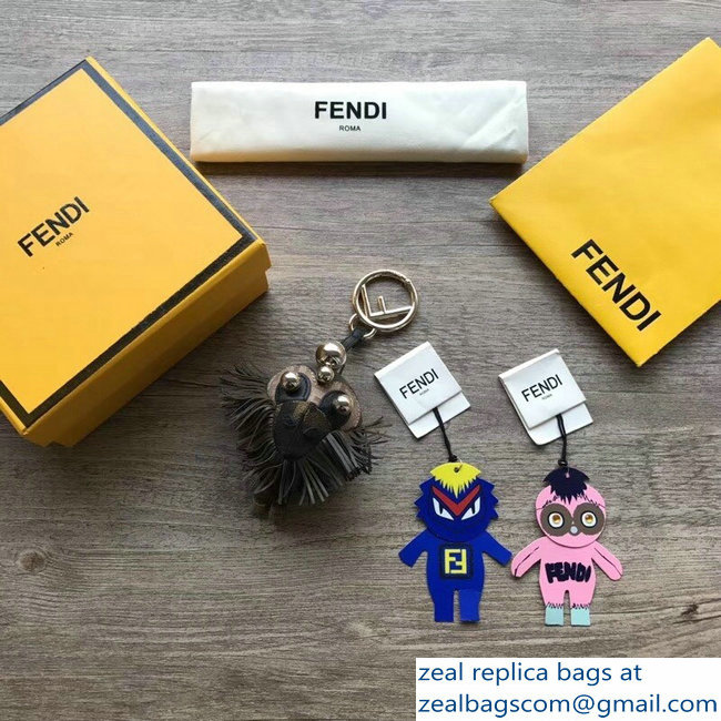 Fendi FF Logo Multicolor Leather And Jacquard Space Monkey Bag Charm 05 2018 - Click Image to Close