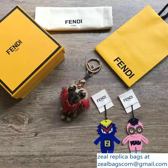 Fendi FF Logo Multicolor Leather And Jacquard Space Monkey Bag Charm 07 2018
