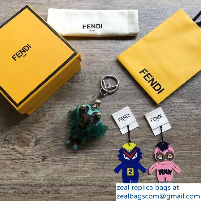 Fendi FF Logo Multicolor Leather And Jacquard Space Monkey Bag Charm 08 2018