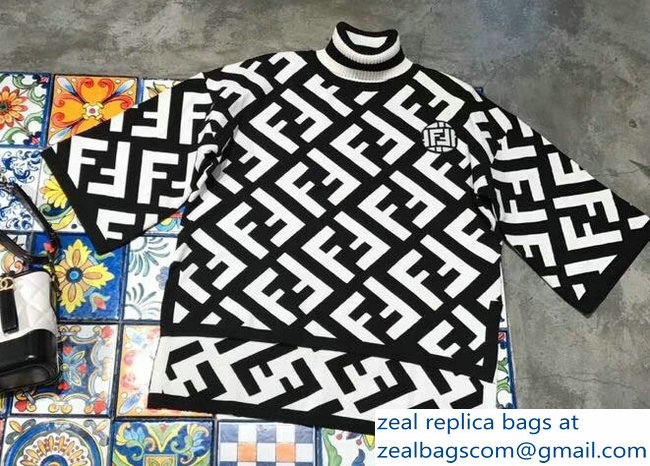 Fendi FF Logo Multicolour Wool Poncho Jumper White 2018