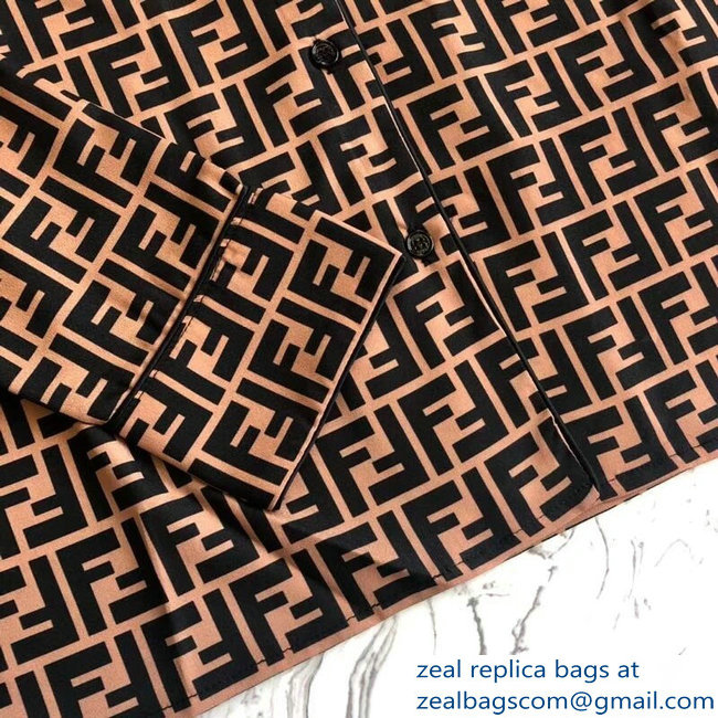 Fendi FF Logo Shirt Coffee 2018