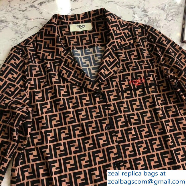 Fendi FF Logo Shirt Coffee 2018 - Click Image to Close