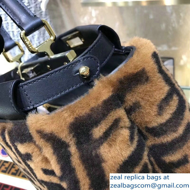 Fendi FF Print Multicolor Shearling Peekaboo Regular Medium Bag 2018 - Click Image to Close