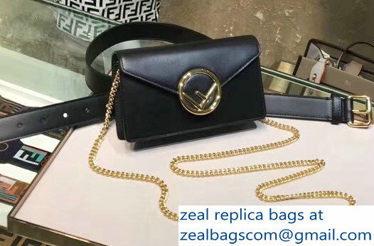 Fendi Leather F Logo Clasp Belt Bag Black 2018 - Click Image to Close
