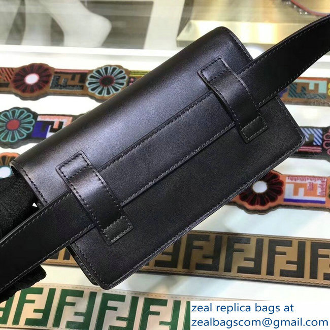 Fendi Leather F Logo Clasp Belt Bag Black 2018 - Click Image to Close