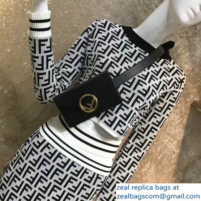 Fendi Leather F Logo Clasp Belt Bag Black 2018 - Click Image to Close
