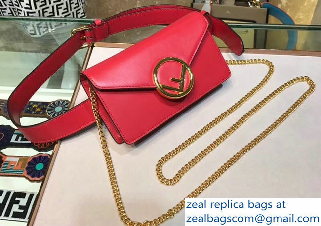 Fendi Leather F Logo Clasp Belt Bag Red 2018