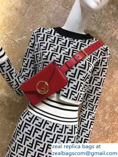 Fendi Leather F Logo Clasp Belt Bag Red 2018