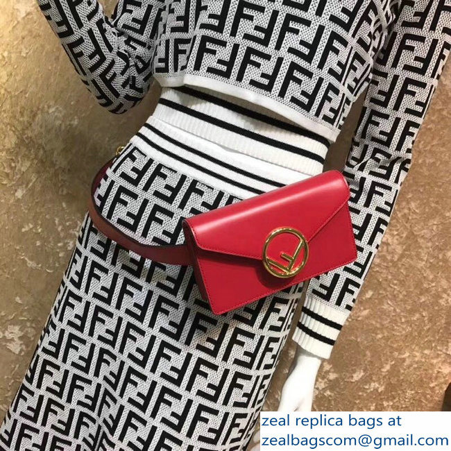 Fendi Leather F Logo Clasp Belt Bag Red 2018