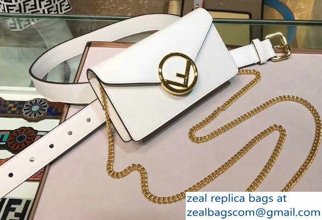 Fendi Leather F Logo Clasp Belt Bag White 2018