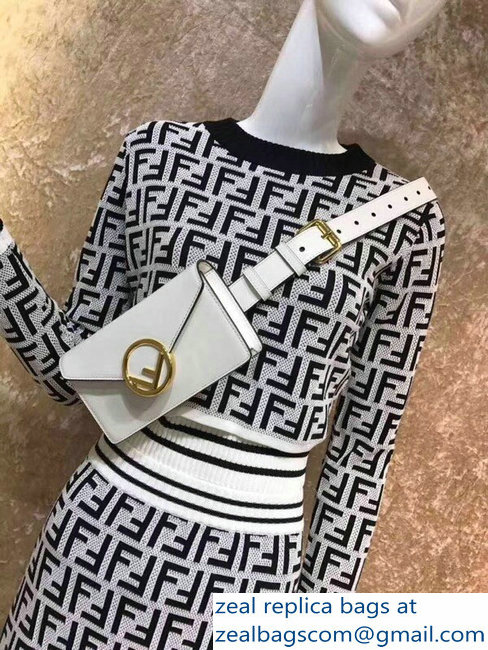 Fendi Leather F Logo Clasp Belt Bag White 2018