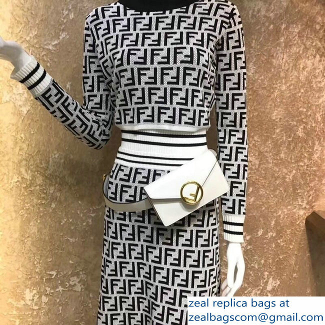 Fendi Leather F Logo Clasp Belt Bag White 2018