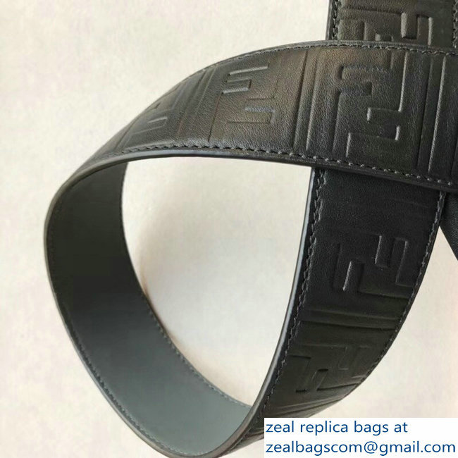 Fendi Leather Long Shoulder Strap You FF Embossed Black 2018 - Click Image to Close