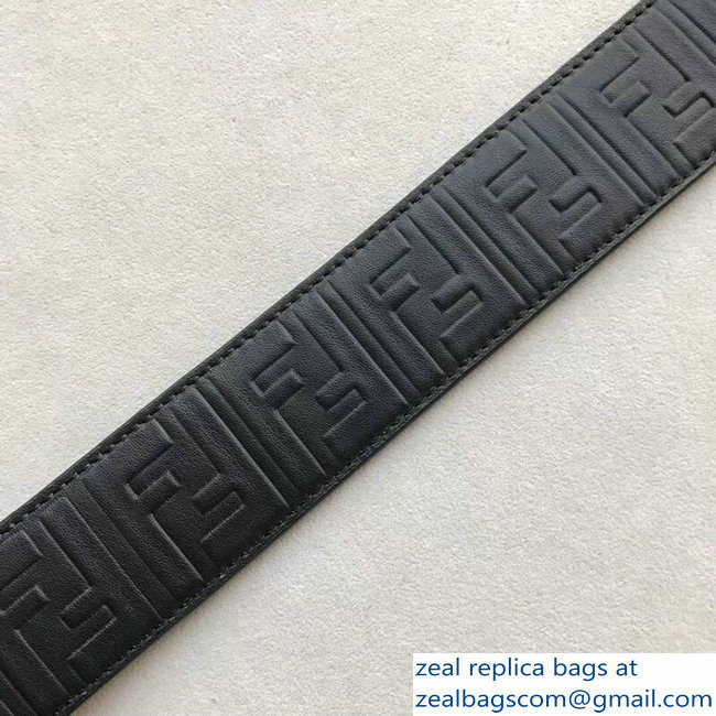 Fendi Leather Long Shoulder Strap You FF Embossed Black 2018
