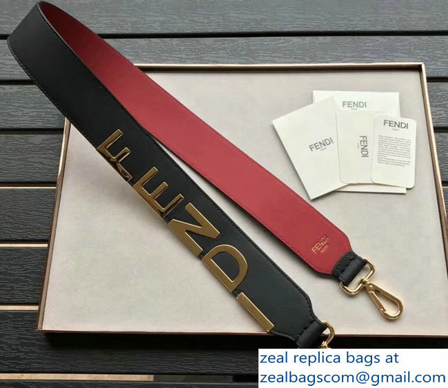 Fendi Leather Long Shoulder Strap You Macro Fendi Logo In Metal Gold 2018