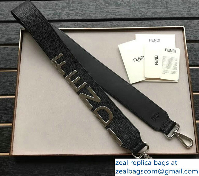 Fendi Leather Long Shoulder Strap You Macro Fendi Logo In Metal Silver 2018 - Click Image to Close