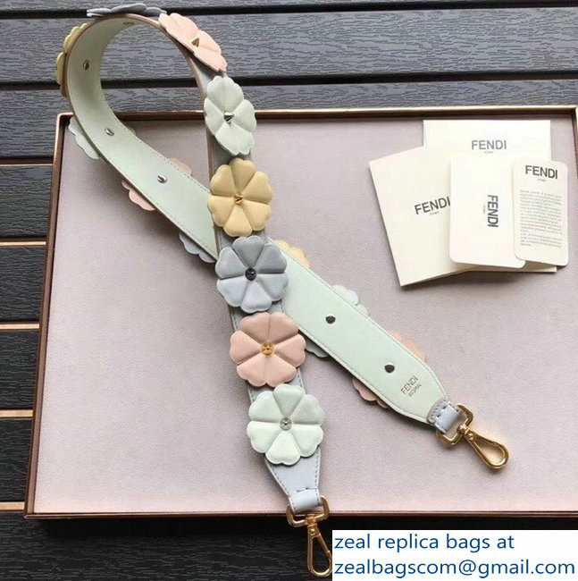 Fendi Leather Long Shoulder Strap You Multicolor Leather Flowers 2018