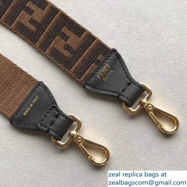 Fendi Leather Long Shoulder Strap You Ribbon With The FF Motif And A Gray Leather Buckle 2018