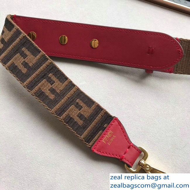 Fendi Leather Long Shoulder Strap You Ribbon With The FF Motif And A Red Leather Buckle 2018