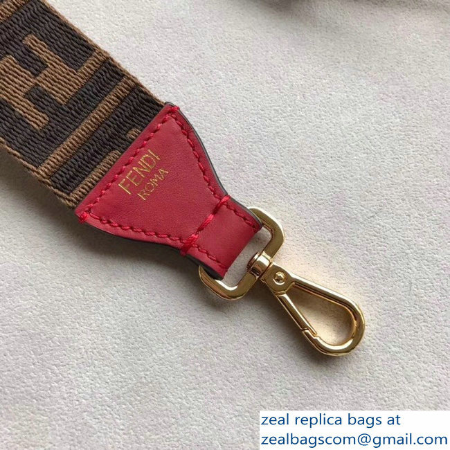 Fendi Leather Long Shoulder Strap You Ribbon With The FF Motif And A Red Leather Buckle 2018