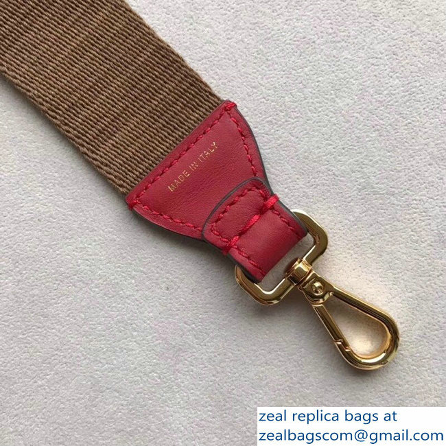 Fendi Leather Long Shoulder Strap You Ribbon With The FF Motif And A Red Leather Buckle 2018