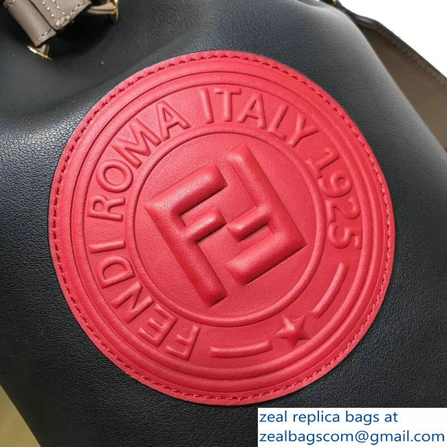 Fendi Stamp Patch Mon Tresor Bucket Bag Black/Red 2018