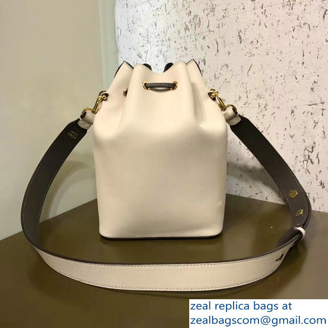 Fendi Stamp Patch Mon Tresor Bucket Bag White/Blue 2018