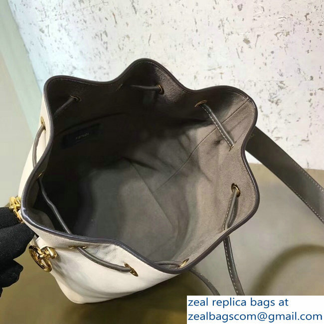 Fendi Stamp Patch Mon Tresor Bucket Bag White/Blue 2018
