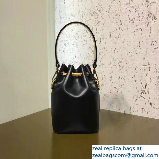 Fendi Stamp Patch Mon Tresor Bucket Mini Bag Black/Beige 2018