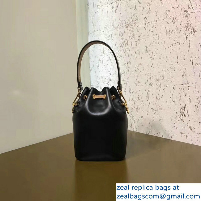 Fendi Stamp Patch Mon Tresor Bucket Mini Bag Black/Pink 2018 - Click Image to Close
