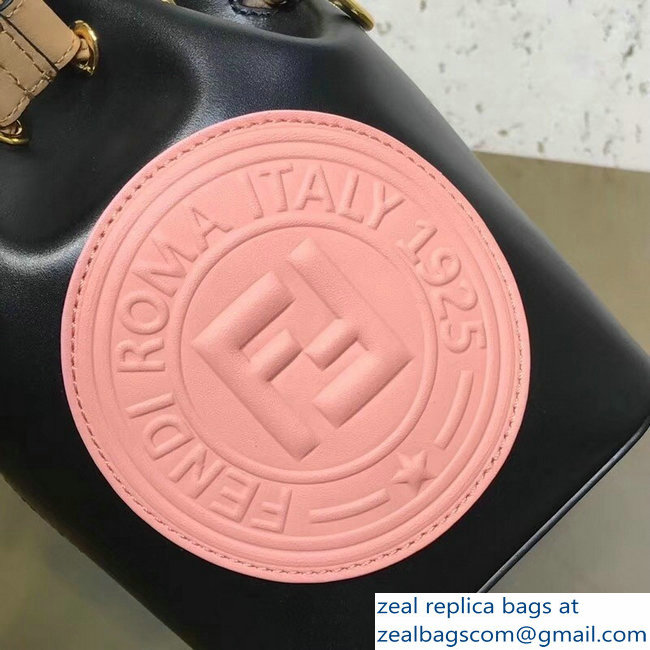 Fendi Stamp Patch Mon Tresor Bucket Mini Bag Black/Pink 2018 - Click Image to Close