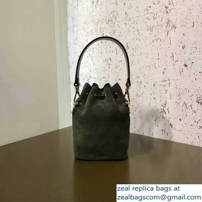 Fendi Stamp Patch Mon Tresor Bucket Mini Bag Suede Green 2018