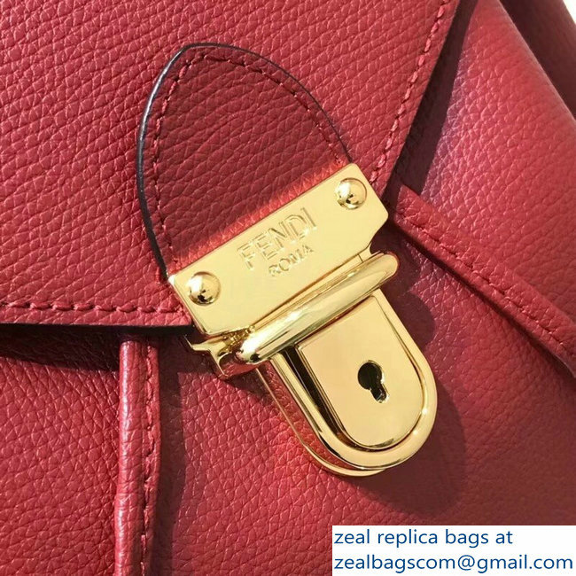 Fendi Tumbled Cruise Leather F Logo Backpack Bag Red 2018