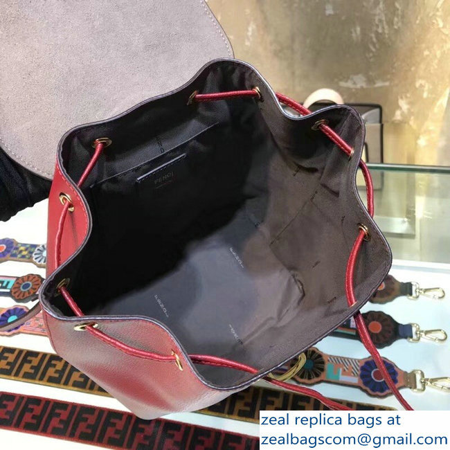 Fendi Tumbled Cruise Leather F Logo Backpack Bag Red 2018