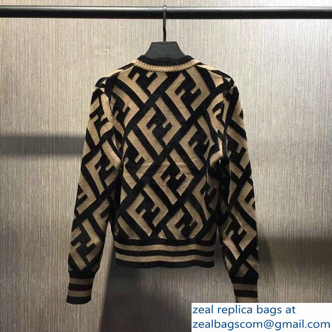 Fendi V Neck Sweater FF Brown/Black 2018