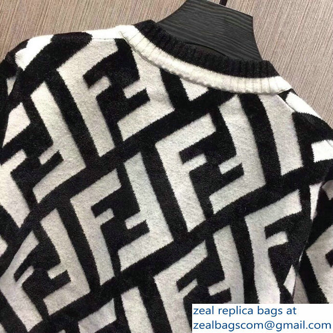 Fendi V Neck Sweater FF White/Black 2018