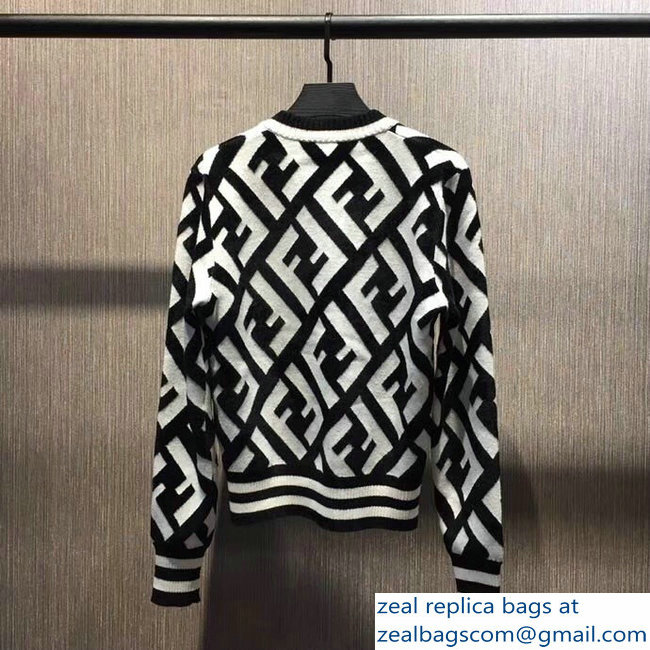 Fendi V Neck Sweater FF White/Black 2018